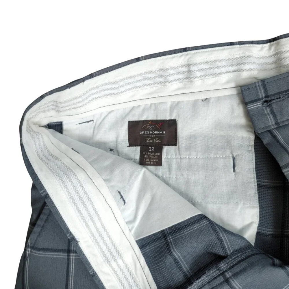 GREG NORMAN for Tasso Elba Plaid Golf Men's Shorts Grey - Size 32